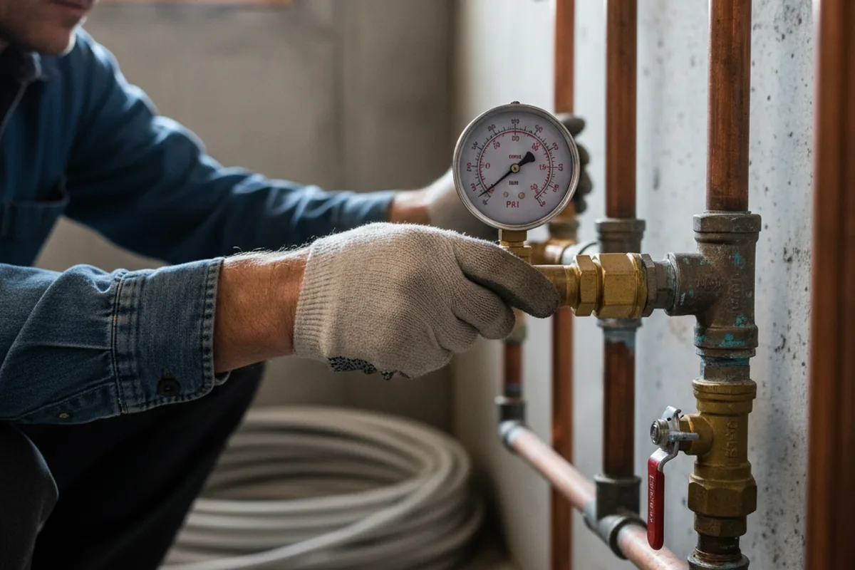 Pressure testing a repaired line during Water Line Repair in Festus